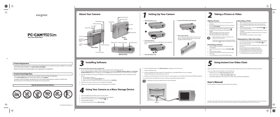 CREATIVE PC-CAM 950 Slim User Manual | 1 page