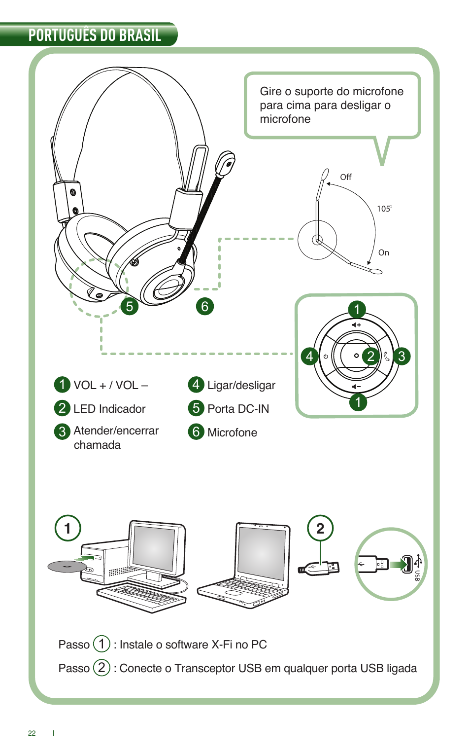 Português do brasil | CREATIVE Digital Wireless Gaming Headset HS-1200 User Manual | Page 24 / 52