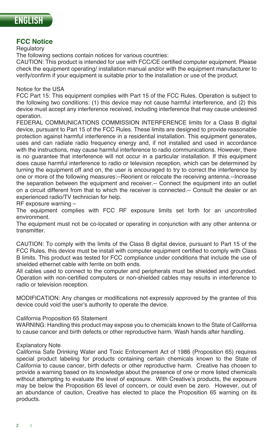 English | CREATIVE Digital Wireless Gaming Headset HS-1200 User Manual | Page 4 / 52