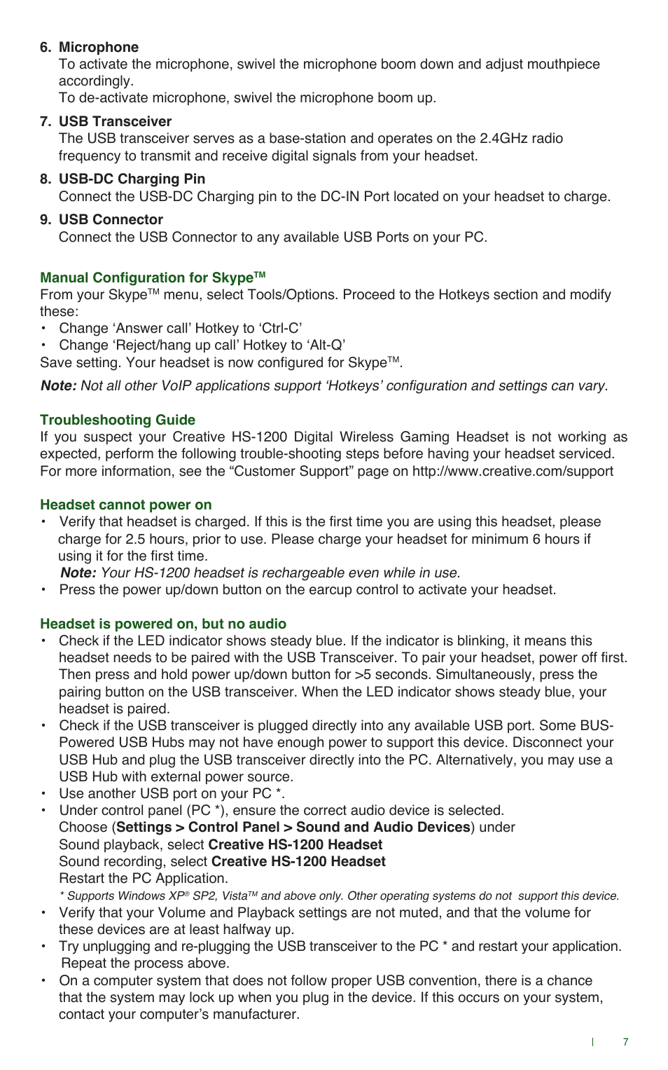 CREATIVE Digital Wireless Gaming Headset HS-1200 User Manual | Page 9 / 52