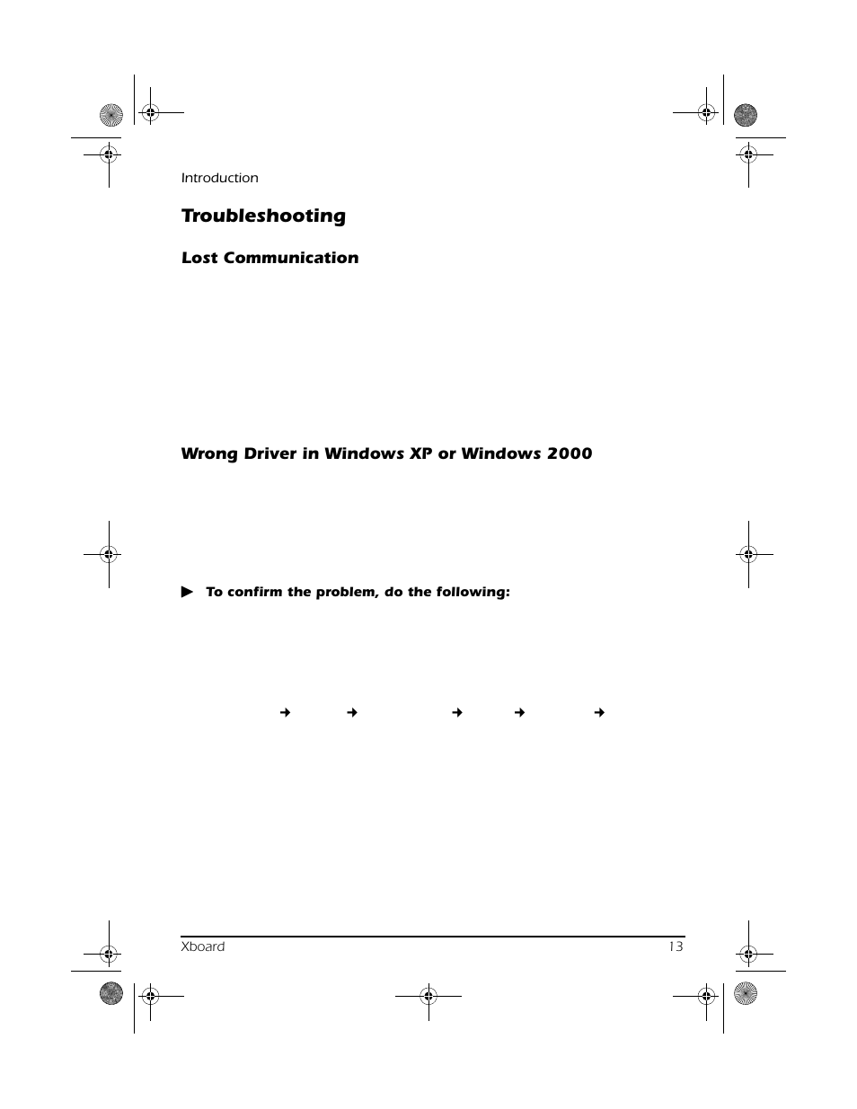 Troubleshooting, Lost communication, Wrong driver in windows xp or windows 2000 | CREATIVE X Board.book E-MU User Manual | Page 13 / 73
