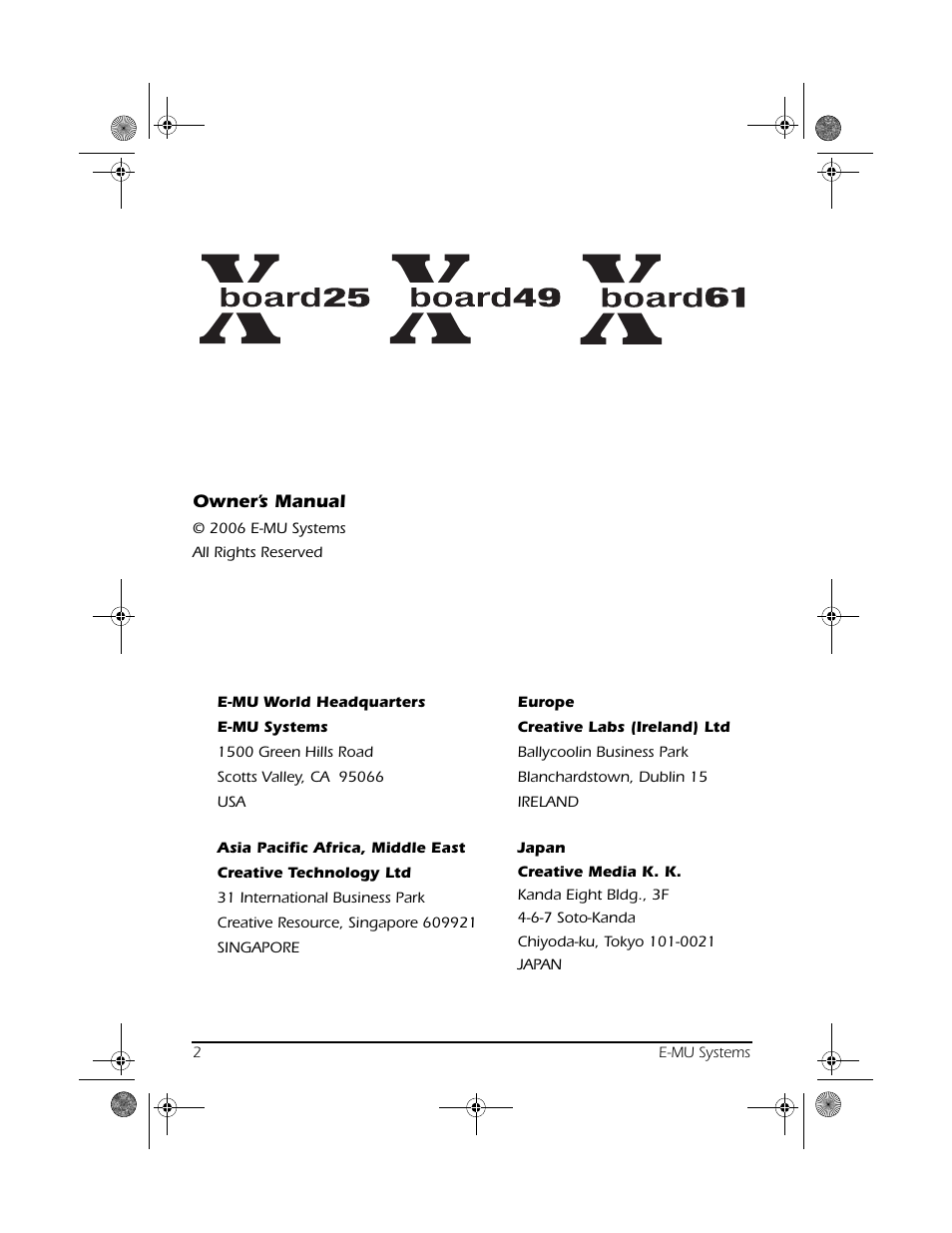 CREATIVE X Board.book E-MU User Manual | Page 2 / 73