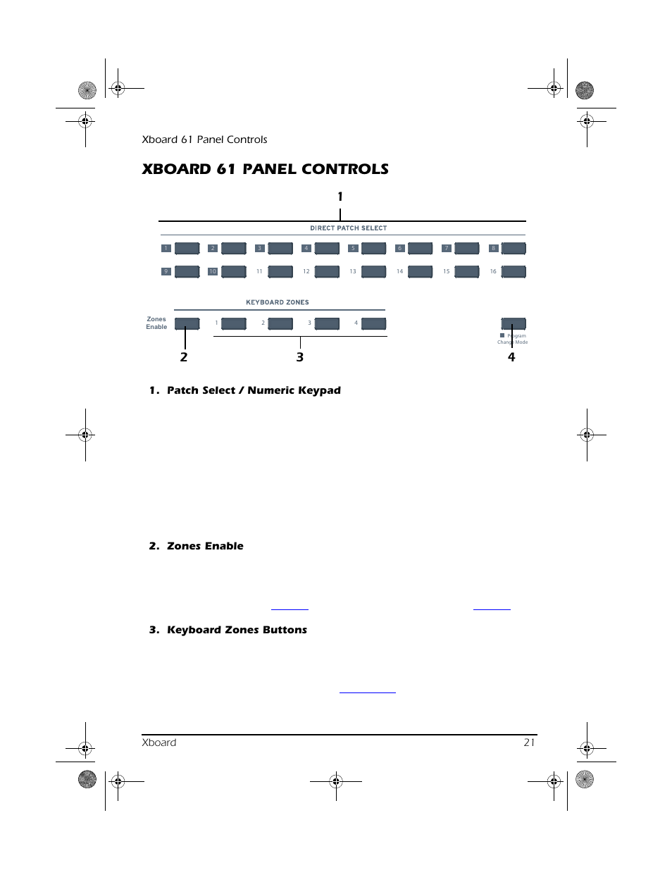Xboard 61 panel controls | CREATIVE X Board.book E-MU User Manual | Page 21 / 73