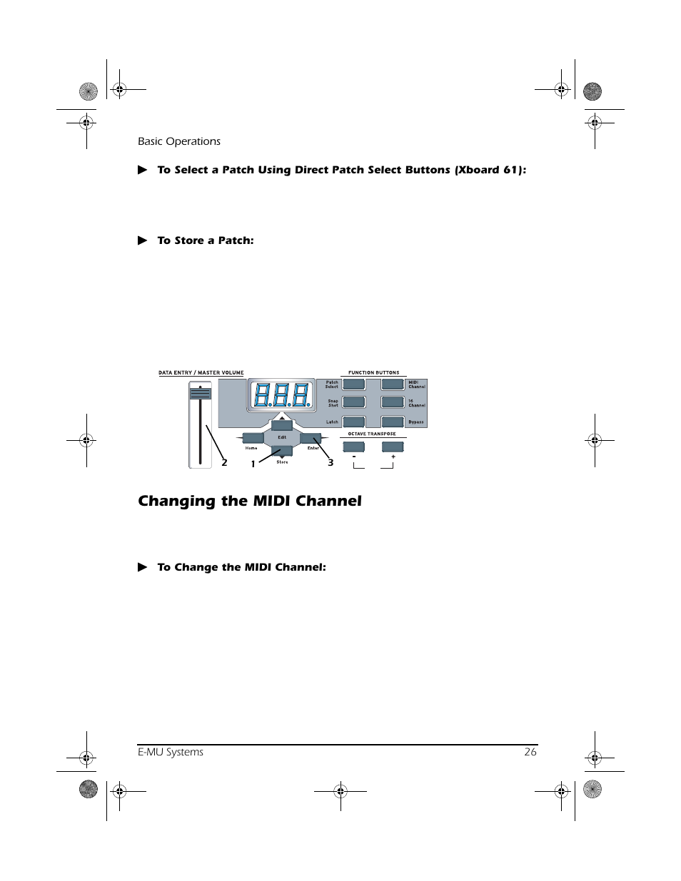 Changing the midi channel | CREATIVE X Board.book E-MU User Manual | Page 26 / 73