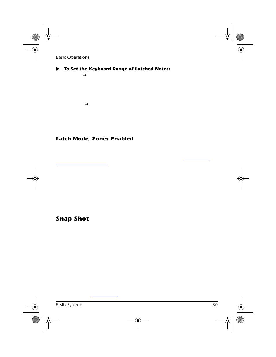 Latch mode, zones enabled, Snap shot | CREATIVE X Board.book E-MU User Manual | Page 30 / 73