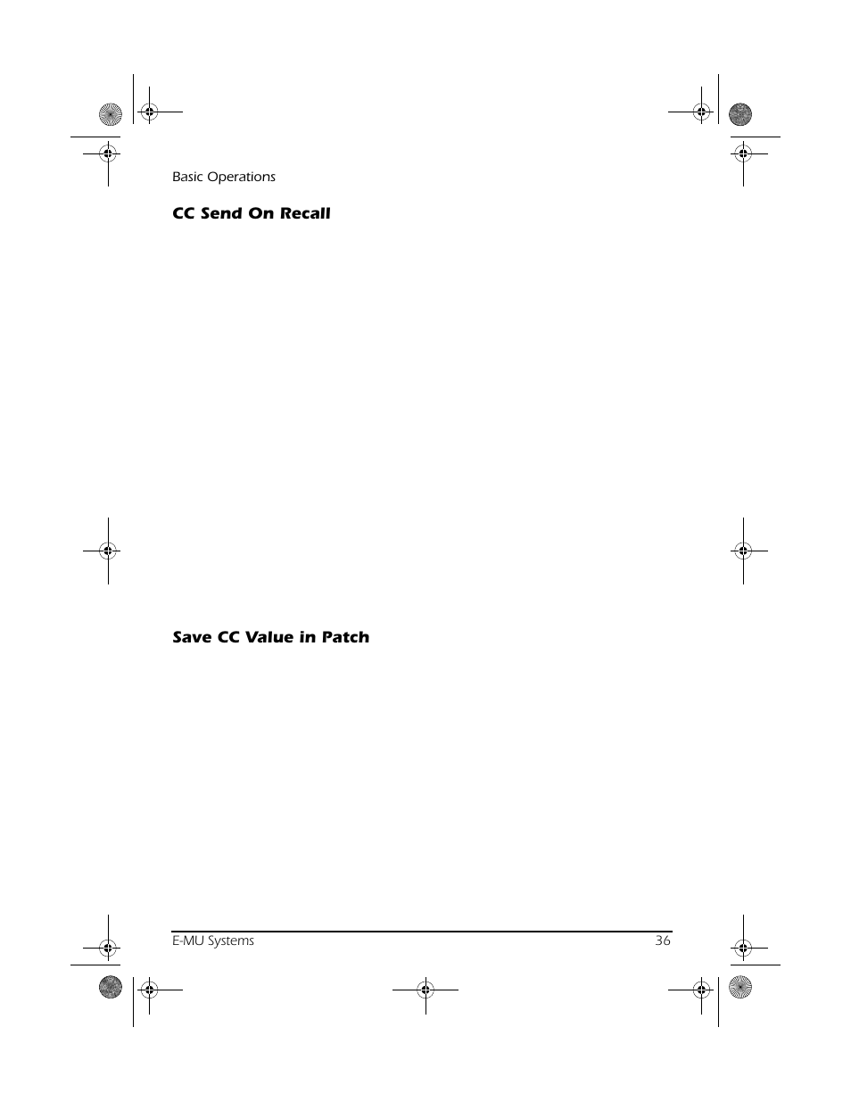 Cc send on recall, Save cc value in patch, Cc send on recall save cc value in patch | CREATIVE X Board.book E-MU User Manual | Page 36 / 73