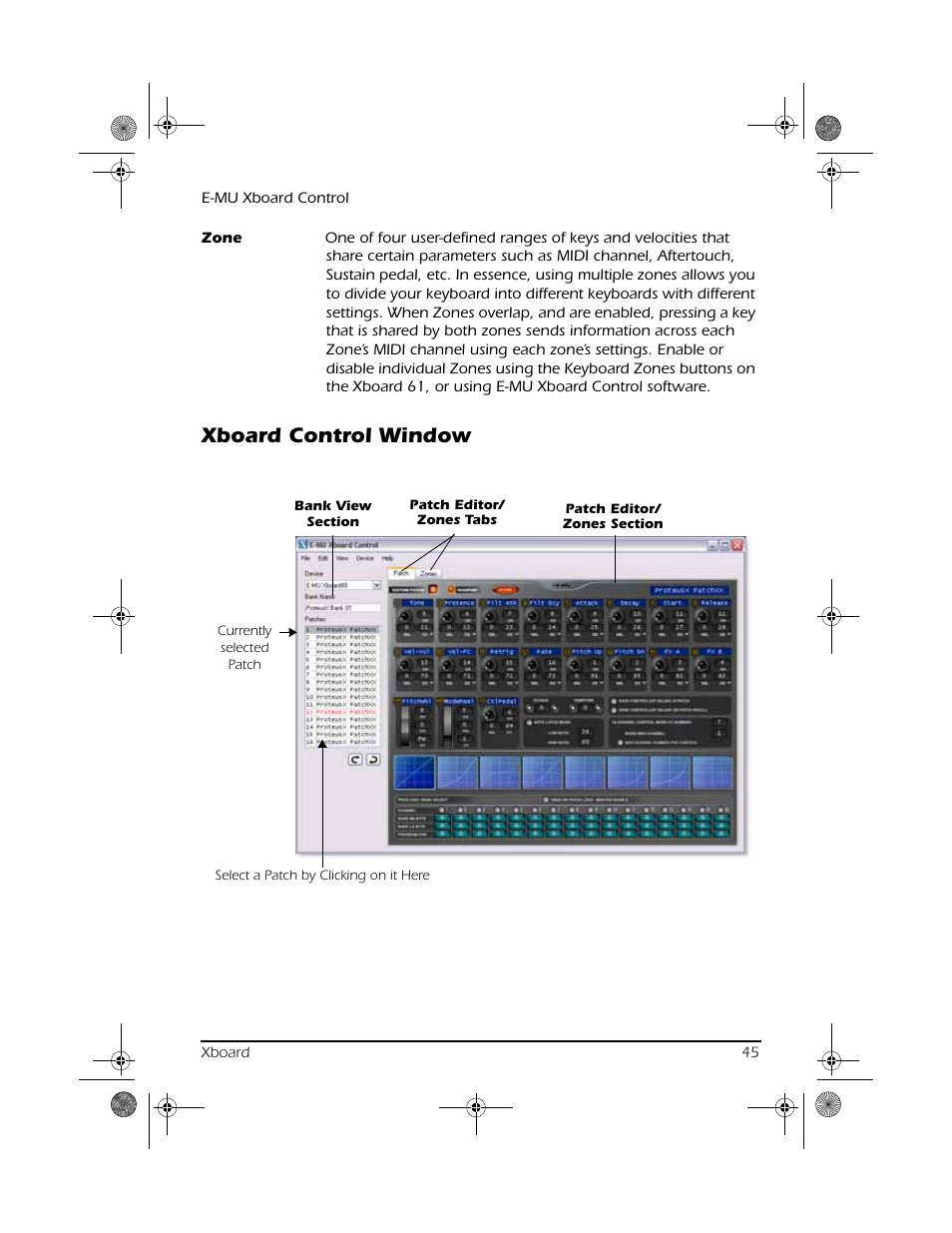 Xboard control window | CREATIVE X Board.book E-MU User Manual | Page 45 / 73