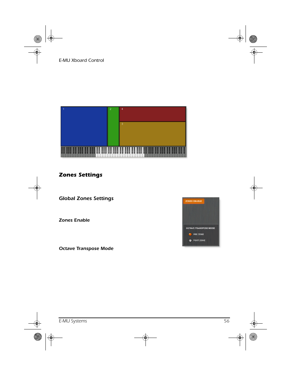 Zones settings, Global zones settings | CREATIVE X Board.book E-MU User Manual | Page 56 / 73
