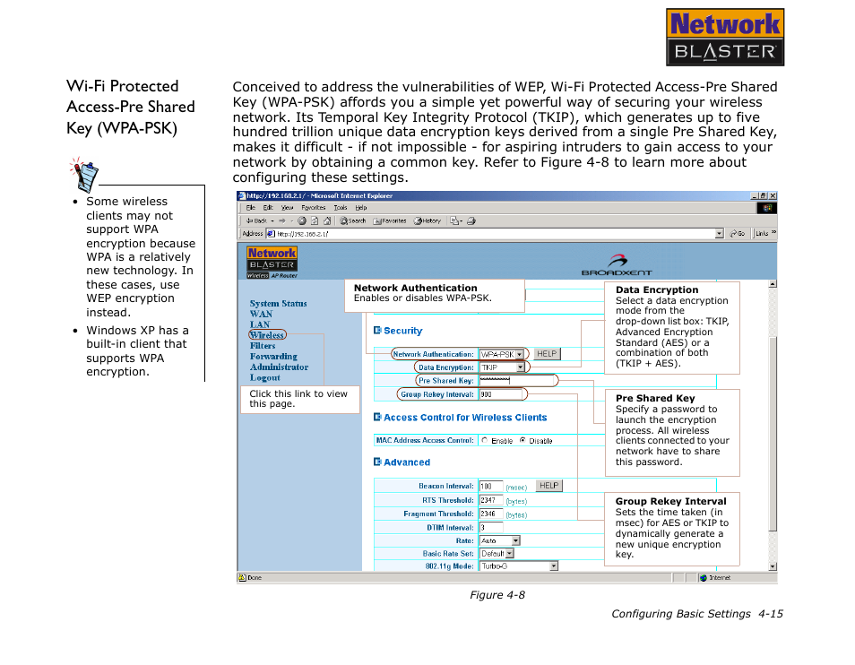 Wi-fi protected access-pre shared key (wpa-psk), Ted access-pre shared key (wpa-psk) | CREATIVE Network Blaster Wireless Access Point Router CW2202 User Manual | Page 33 / 65