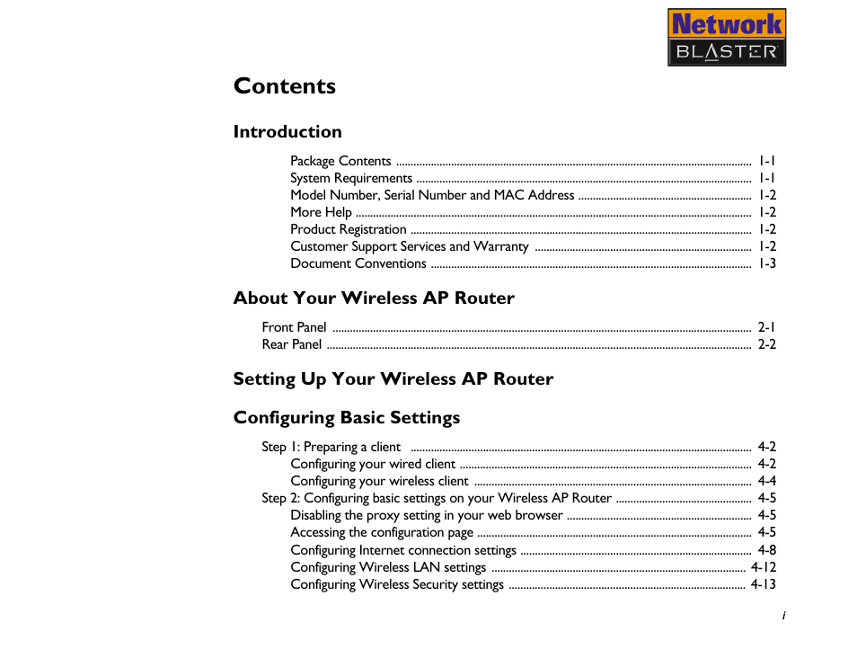 CREATIVE Network Blaster Wireless Access Point Router CW2202 User Manual | Page 4 / 65
