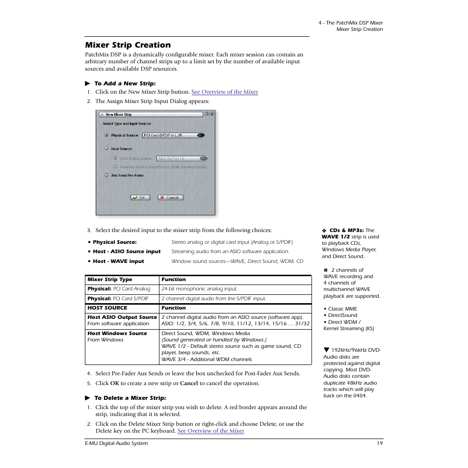 Mixer strip creation | E-MU 0404 PCI User Manual | Page 27 / 96