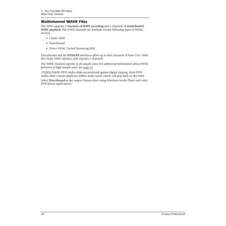 Multichannel wave files | E-MU 0404 PCI User Manual | Page 28 / 96