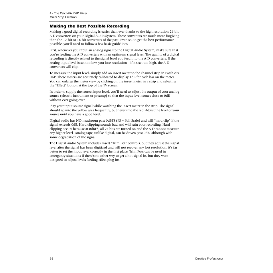 Making the best possible recording | E-MU 0404 PCI User Manual | Page 34 / 96