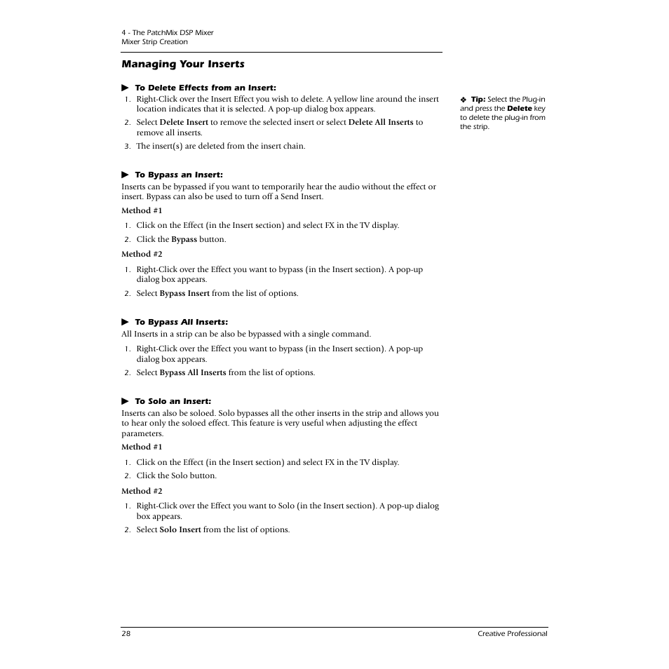 Managing your inserts | E-MU 0404 PCI User Manual | Page 36 / 96