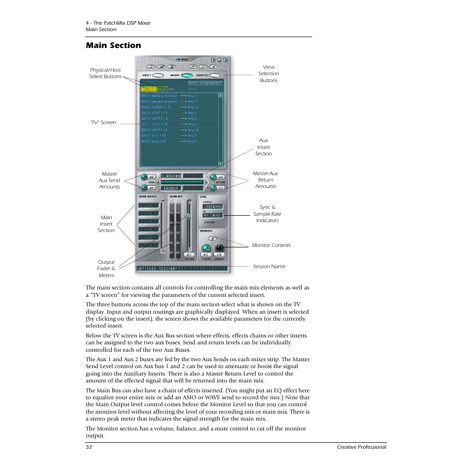 Main section | E-MU 0404 PCI User Manual | Page 40 / 96