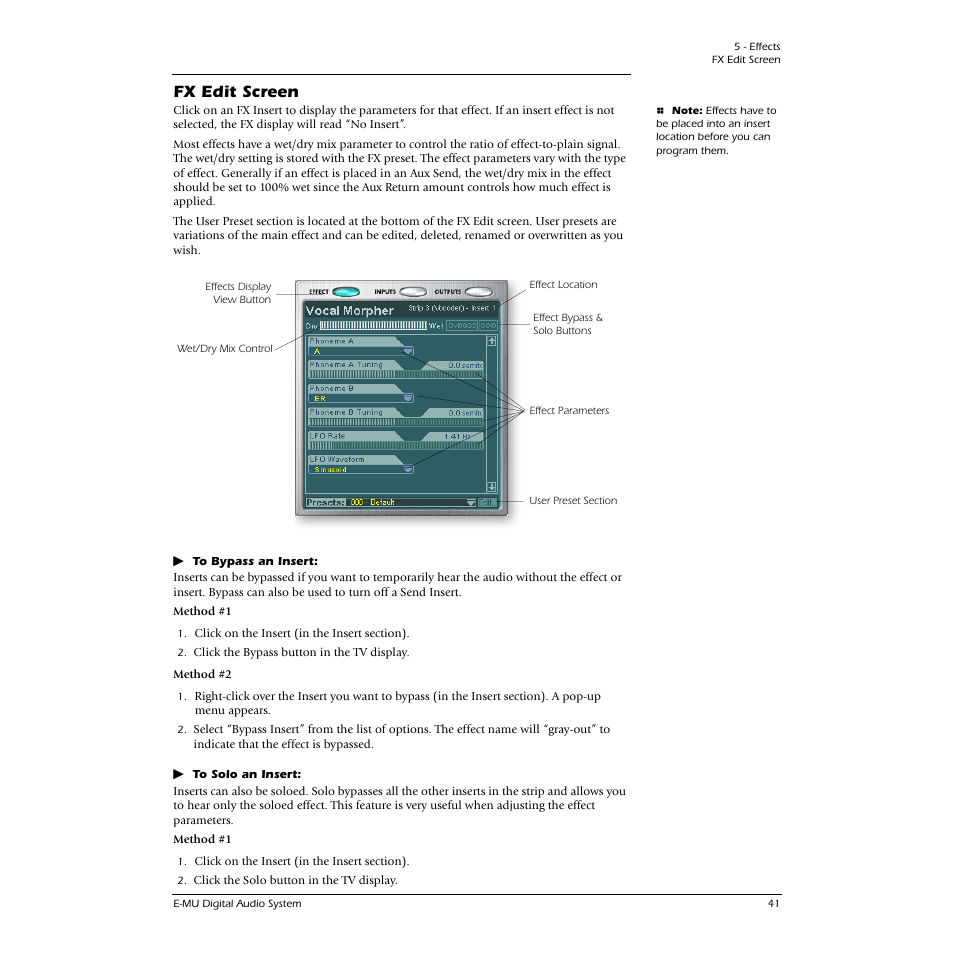 Fx edit screen | E-MU 0404 PCI User Manual | Page 49 / 96