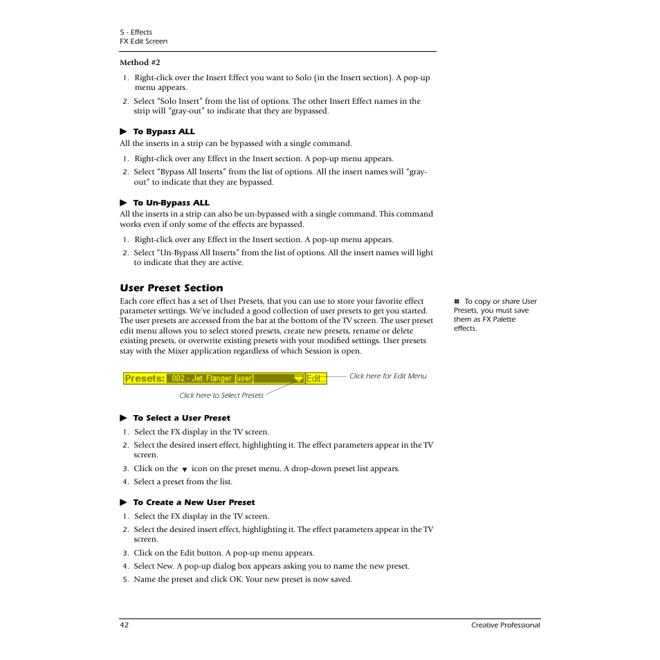 User preset section | E-MU 0404 PCI User Manual | Page 50 / 96