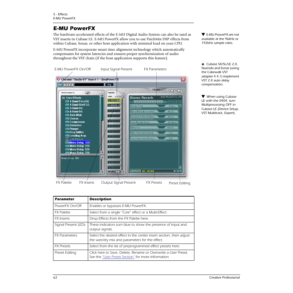 E-mu powerfx | E-MU 0404 PCI User Manual | Page 70 / 96