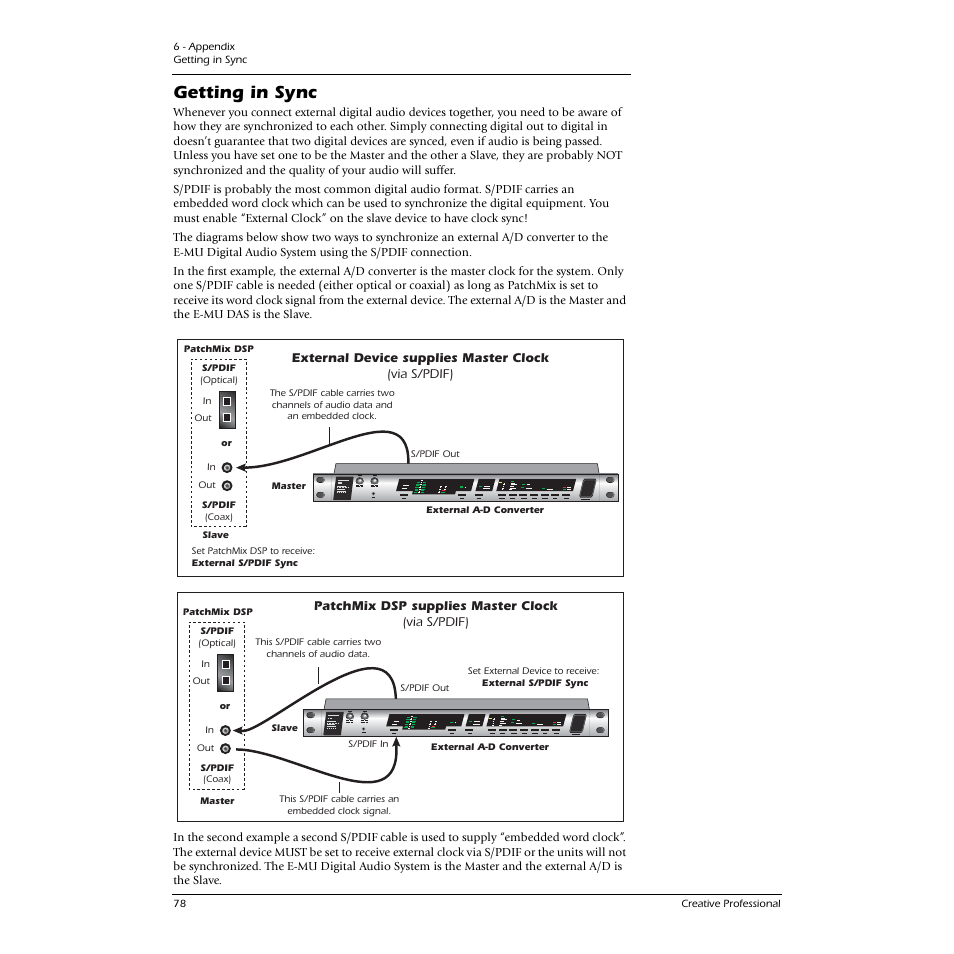 Getting in sync | E-MU 0404 PCI User Manual | Page 86 / 96