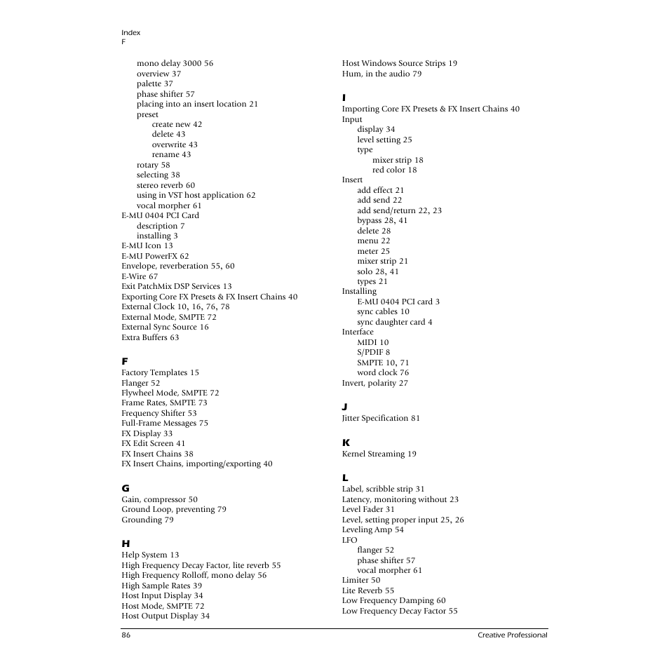 E-MU 0404 PCI User Manual | Page 94 / 96