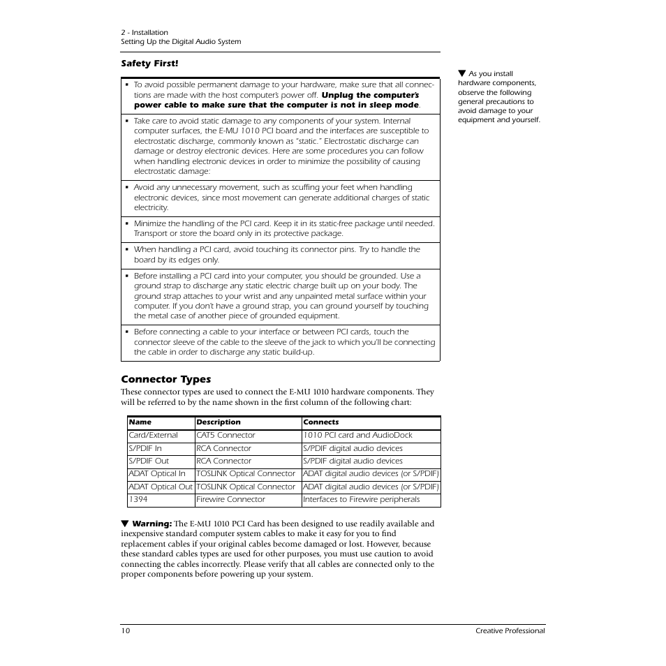 Safety first, Connector types | CREATIVE 1212M User Manual | Page 10 / 120