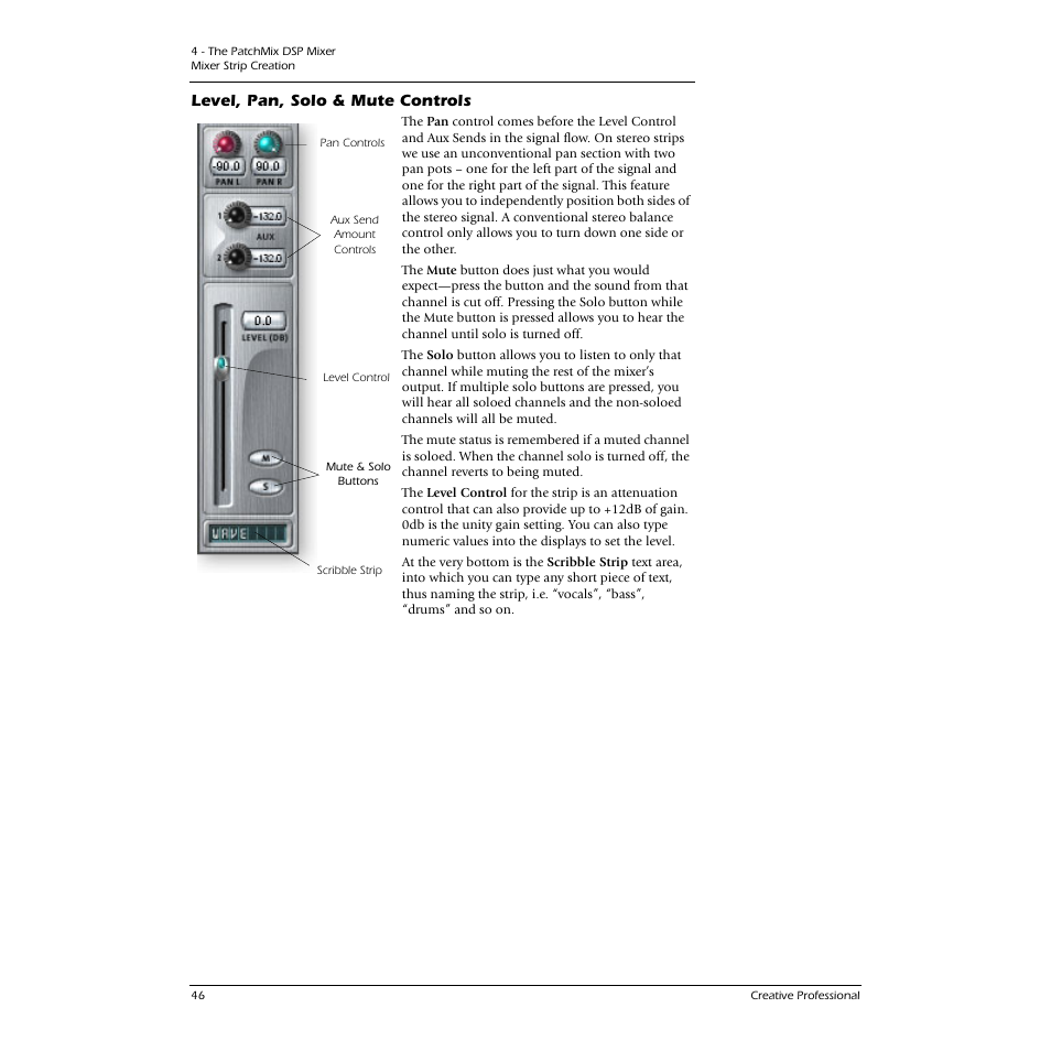 Level, pan, solo & mute controls | CREATIVE 1212M User Manual | Page 46 / 120