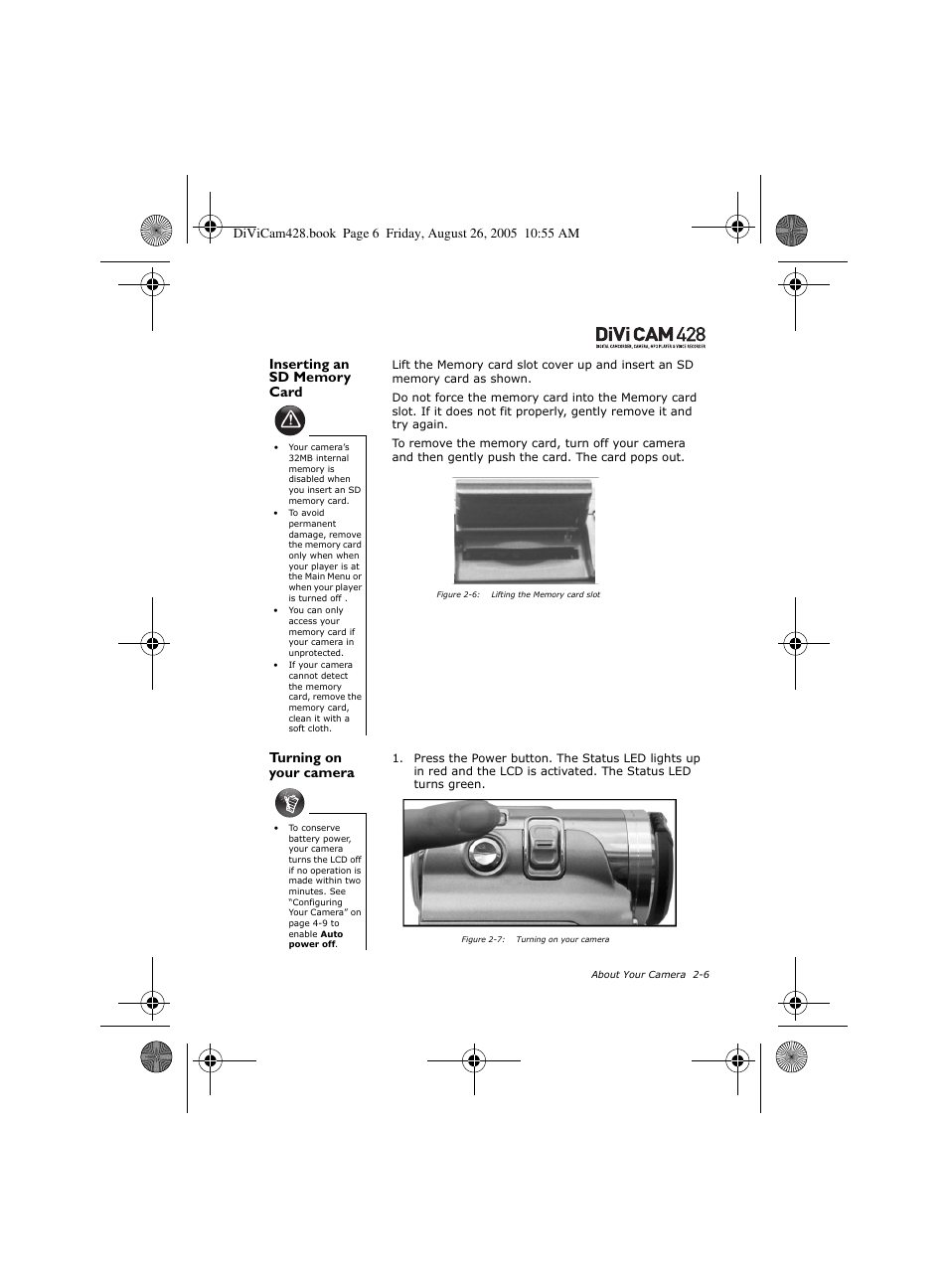 Turning on your camera | CREATIVE Divi Cam 428 User Manual | Page 13 / 36