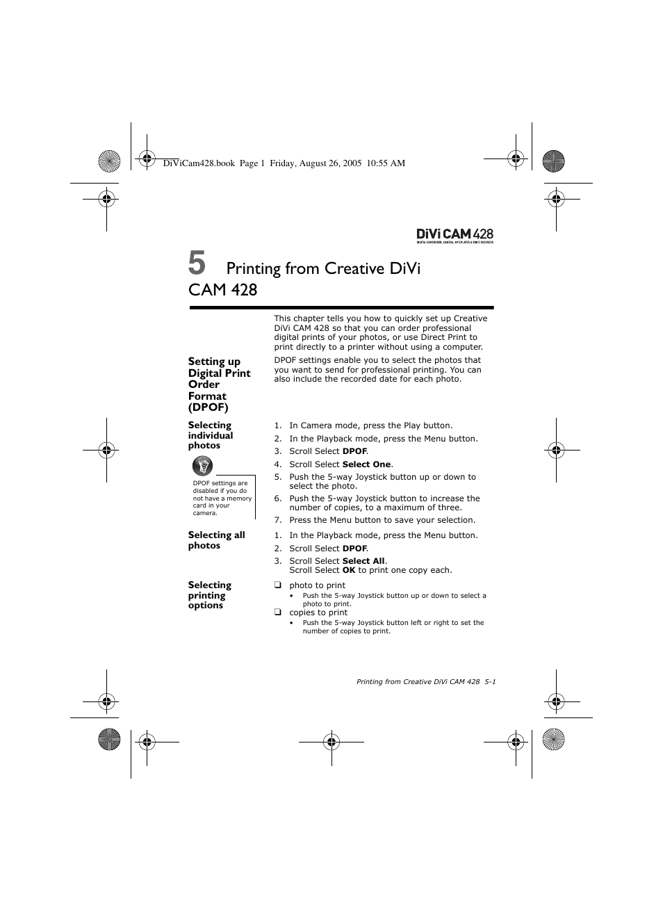 Printing from creative divi cam 428 | CREATIVE Divi Cam 428 User Manual | Page 29 / 36