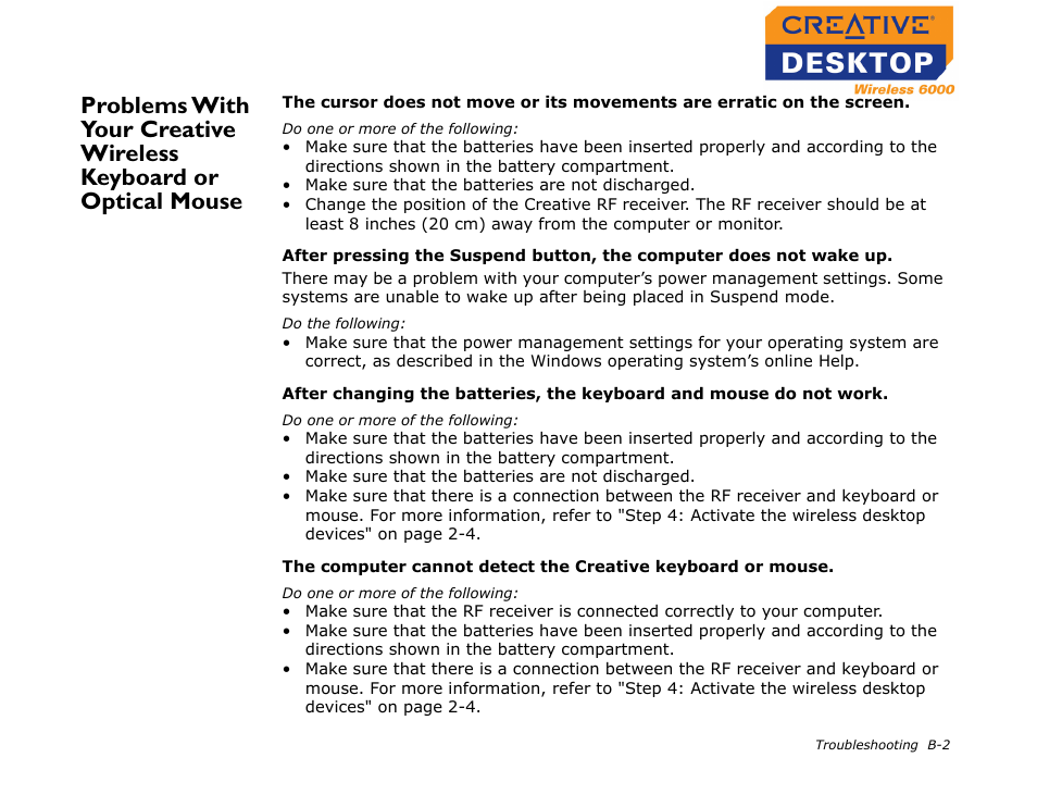CREATIVE Desktop Wireless 6000 User Manual | Page 33 / 35