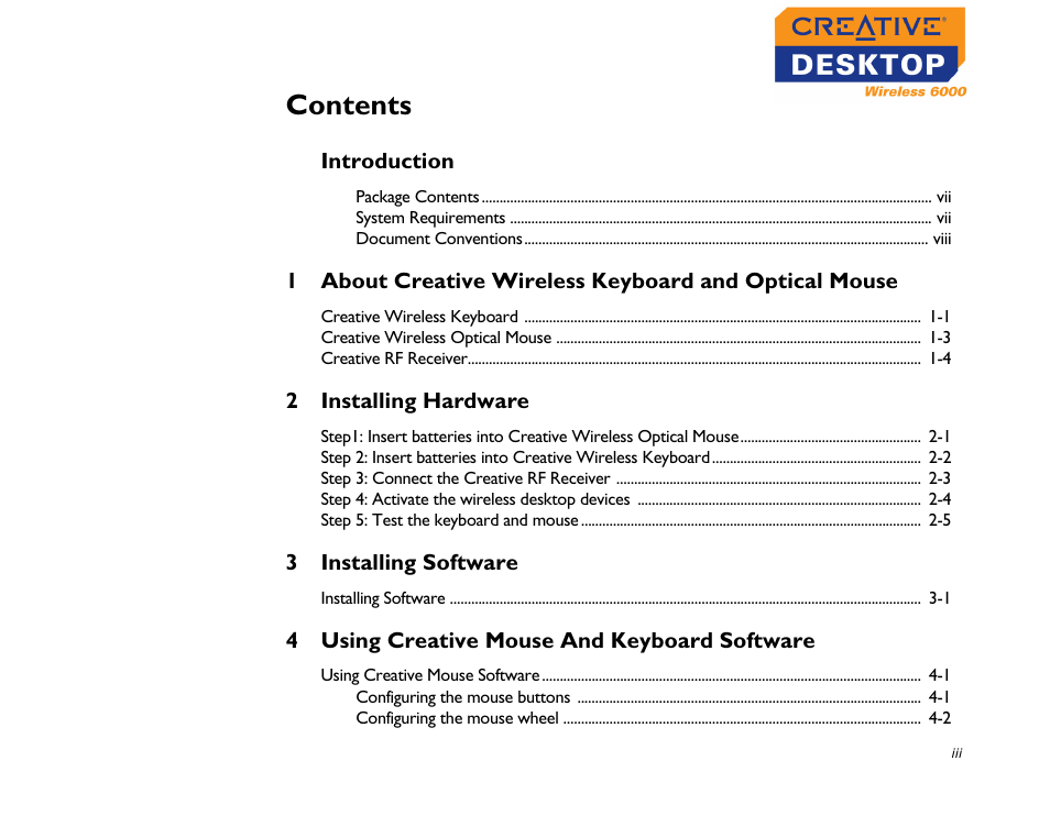 CREATIVE Desktop Wireless 6000 User Manual | Page 4 / 35