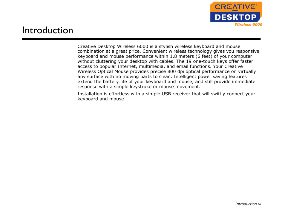 Introduction | CREATIVE Desktop Wireless 6000 User Manual | Page 7 / 35