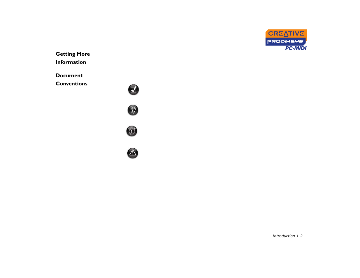 Getting more information, Document conventions | CREATIVE Prodikeys PC-MIDI PC-MIDI User Manual | Page 8 / 25