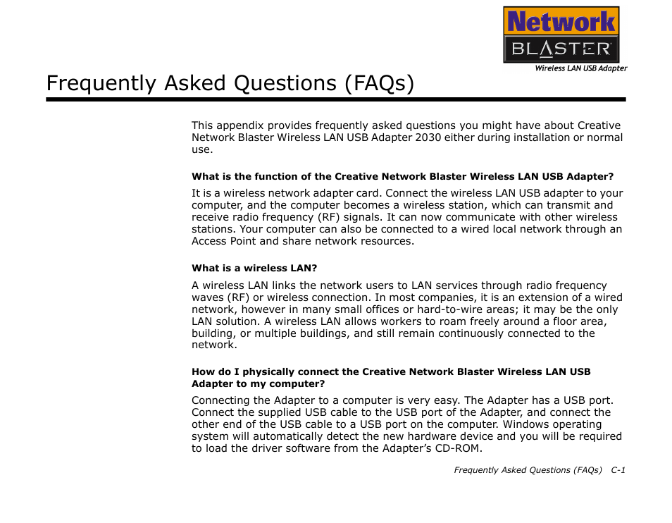 Frequently asked questions (faqs) | CREATIVE 2030 User Manual | Page 76 / 96