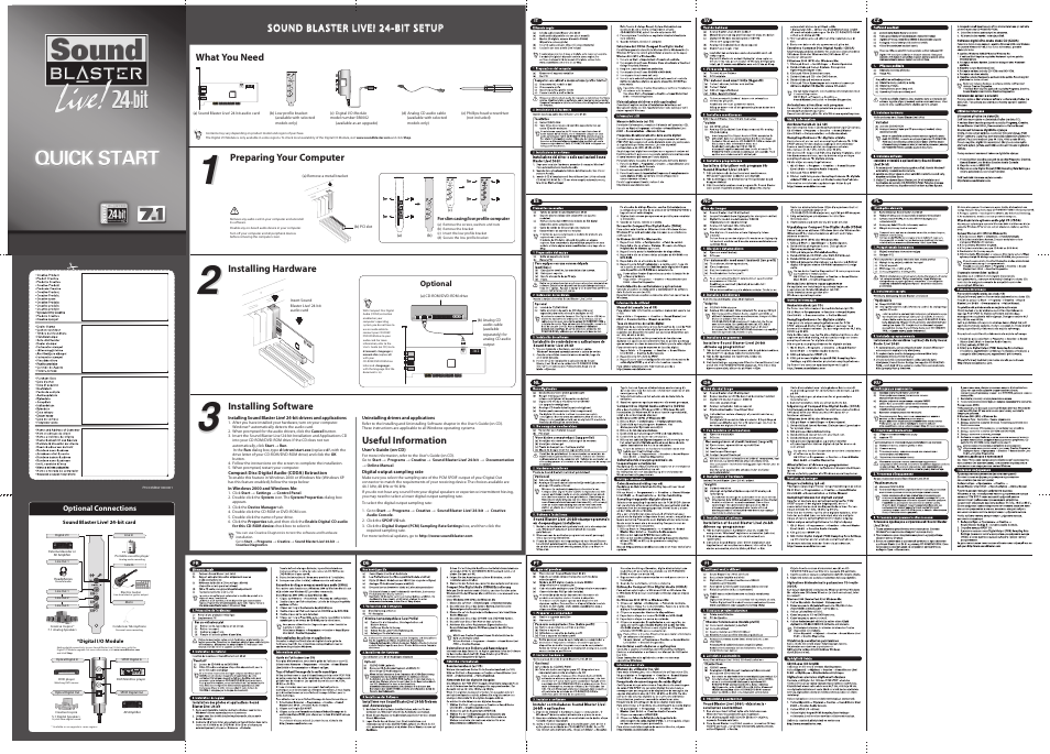 CREATIVE Sound Blaster Live! 24-bit card 03SB041000001 User Manual | 1 page