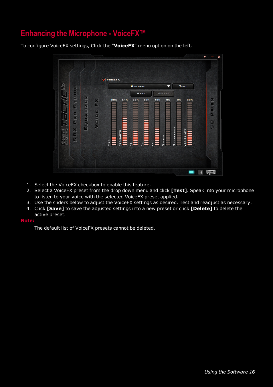Enhancing the microphone - voicefx | CREATIVE SoundBlaster Tactic 3D Rage GH0220A User Manual | Page 17 / 31