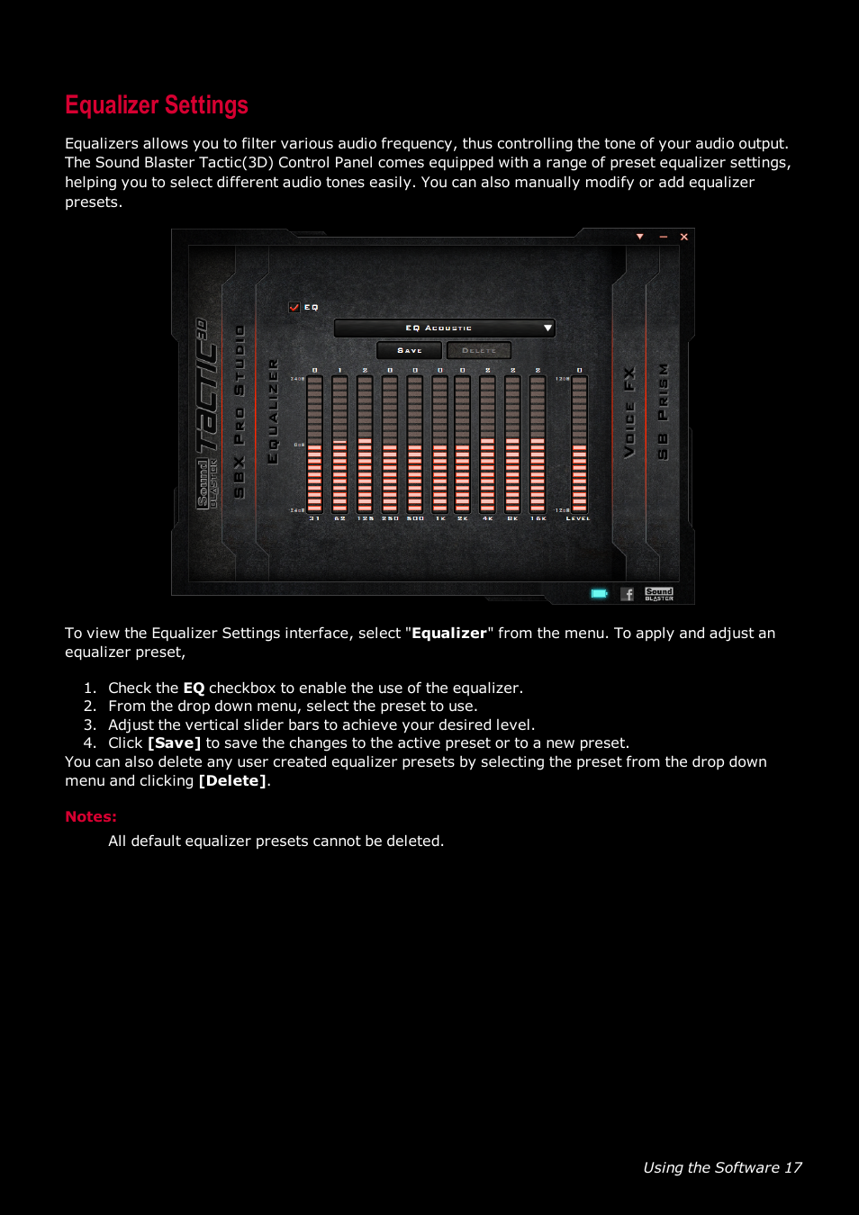 Equalizer settings | CREATIVE SoundBlaster Tactic 3D Rage GH0220A User Manual | Page 18 / 31