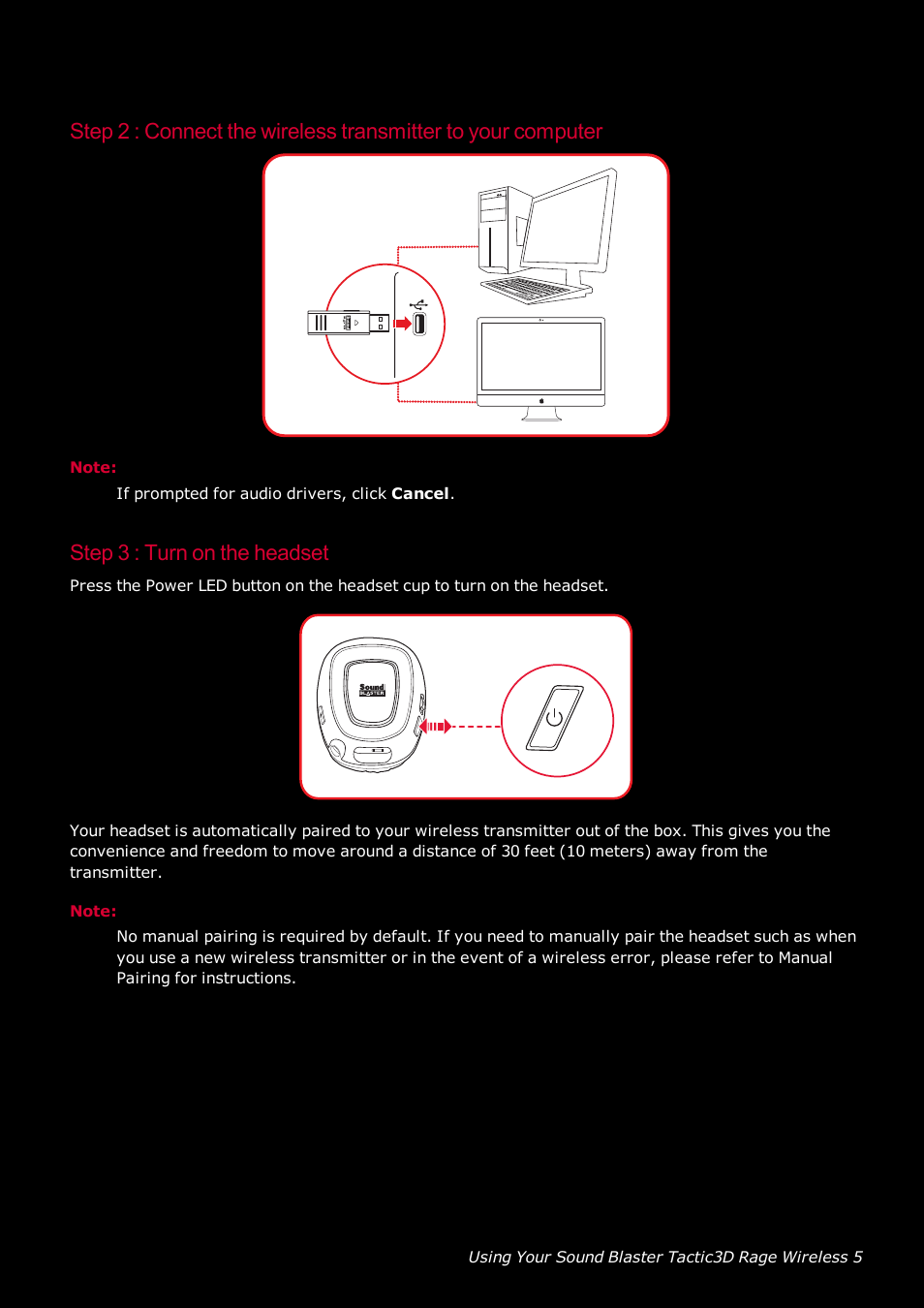 Step 3 : turn on the headset | CREATIVE SoundBlaster Tactic 3D Rage GH0220A User Manual | Page 6 / 31