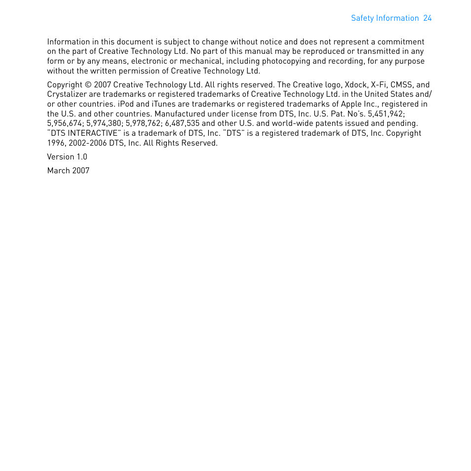 CREATIVE Ipod Xdock User Manual | Page 25 / 25