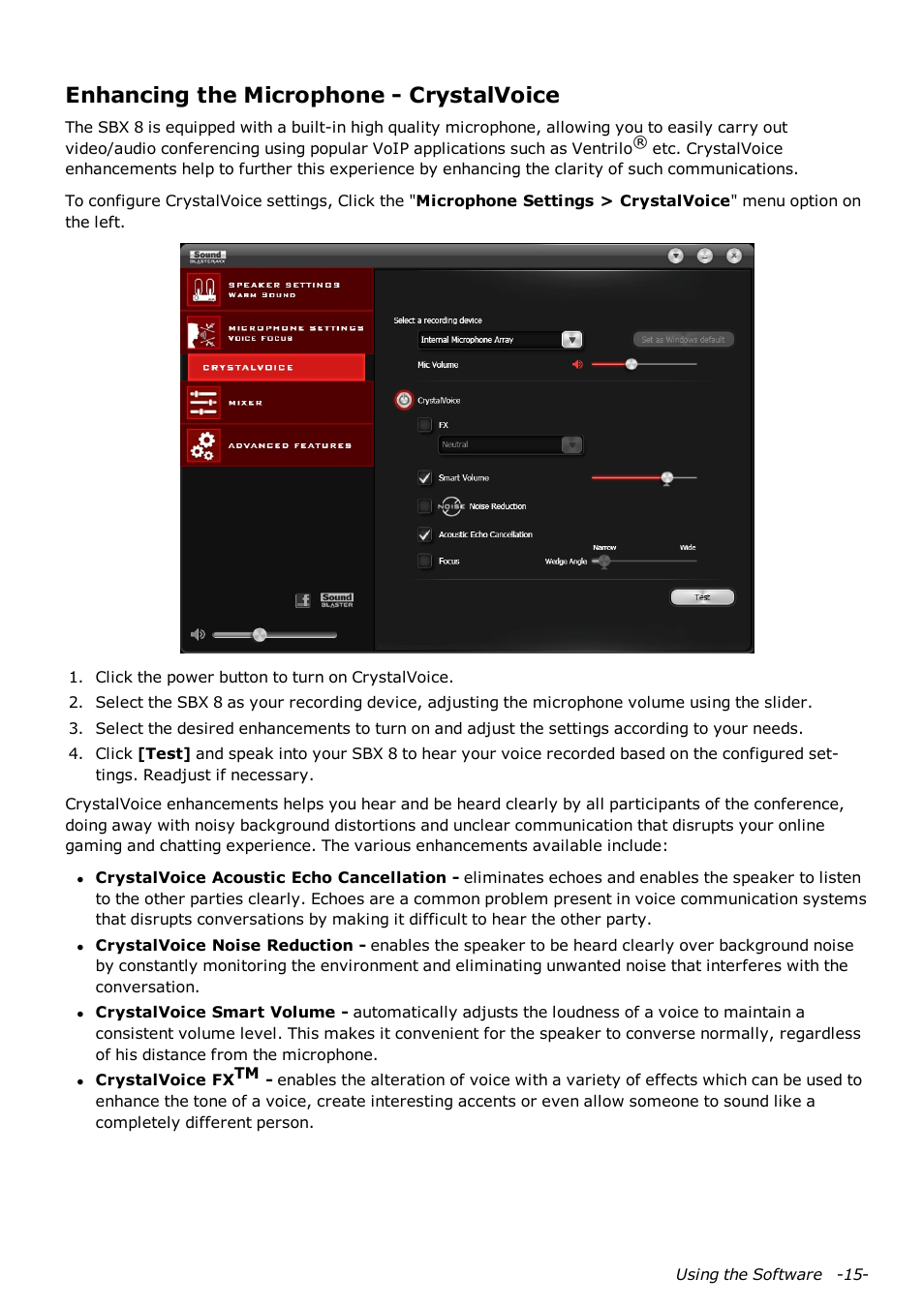 Enhancing the microphone - crystalvoice | CREATIVE Sound Blaster AXX SB1380 User Manual | Page 16 / 28