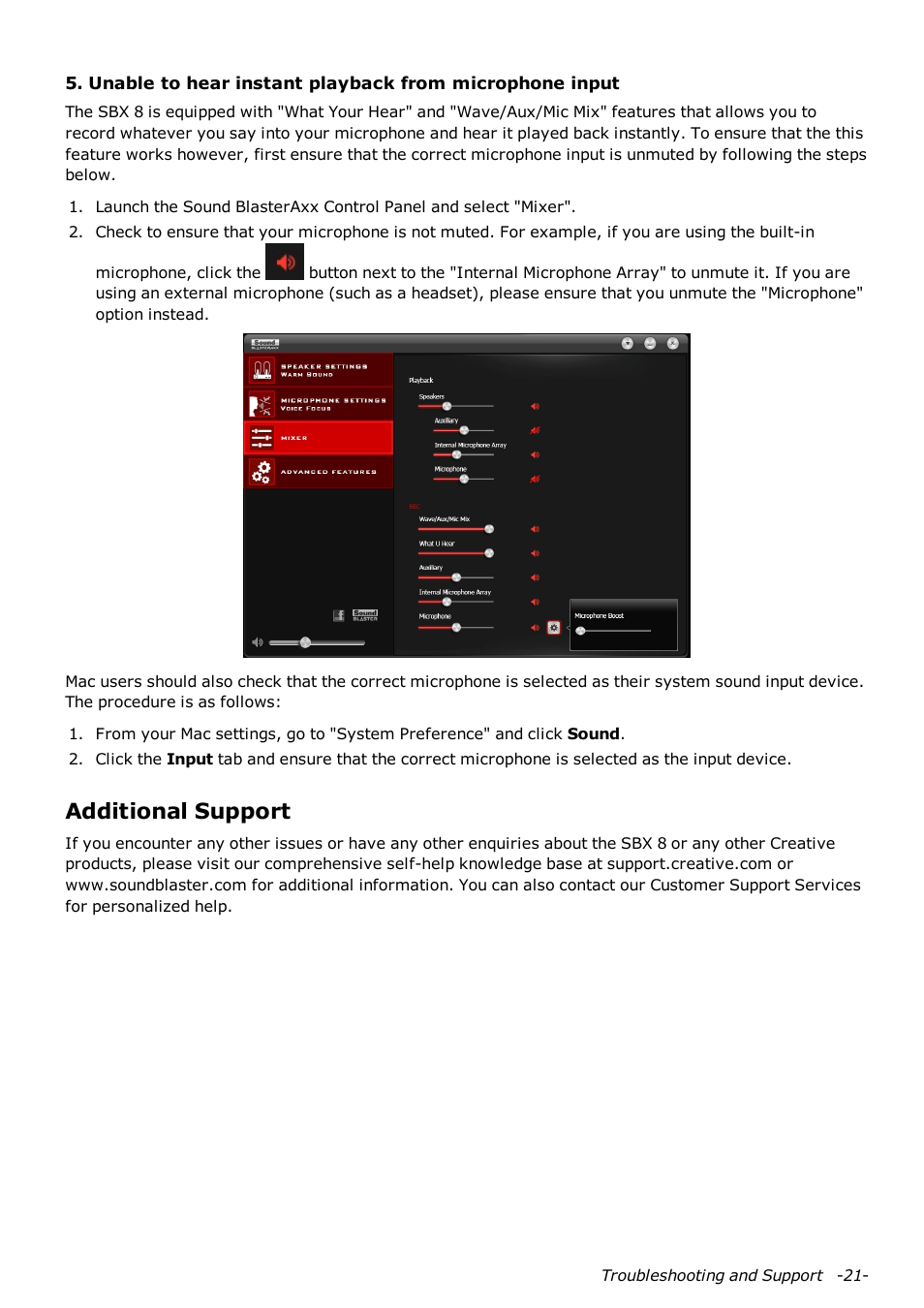 Additional support | CREATIVE Sound Blaster AXX SB1380 User Manual | Page 22 / 28