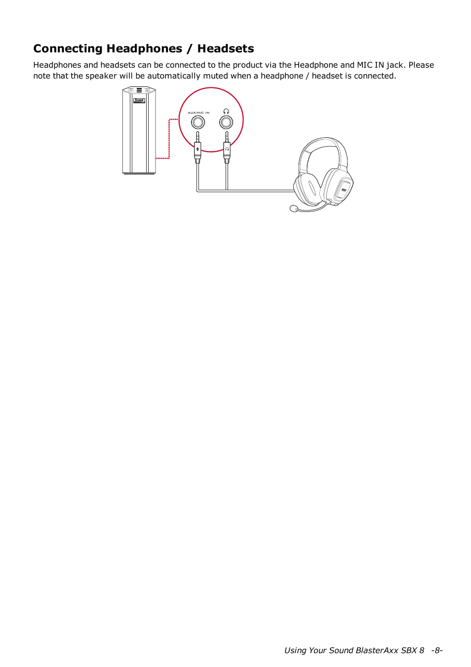 Connecting headphones / headsets | CREATIVE Sound Blaster AXX SB1380 User Manual | Page 9 / 28