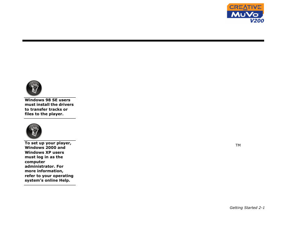 Step 1: setting up your computer, Getting started, Step 1: setting up your computer -1 | CREATIVE MuVo V200 User Manual | Page 14 / 58