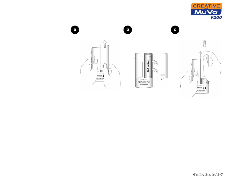 Step 2: inserting the battery, Step 2: inserting the battery -3 | CREATIVE MuVo V200 User Manual | Page 16 / 58