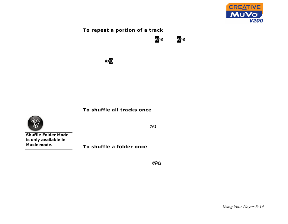 Repeat portion, Shuffle once, Repeat portion -14 shuffle once -14 | CREATIVE MuVo V200 User Manual | Page 36 / 58