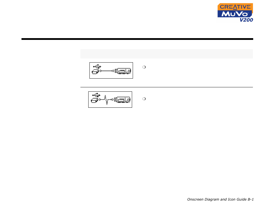 Information diagrams, B onscreen diagram and icon guide, Onscreen diagram and icon guide | CREATIVE MuVo V200 User Manual | Page 49 / 58
