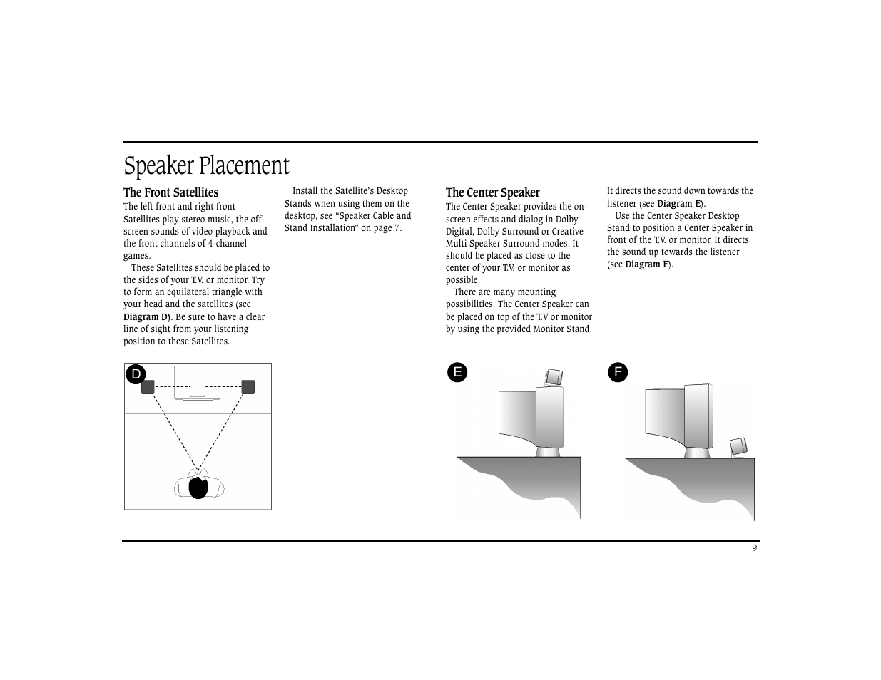 Speaker placement | CREATIVE Digital DTT 3500 User Manual | Page 13 / 26