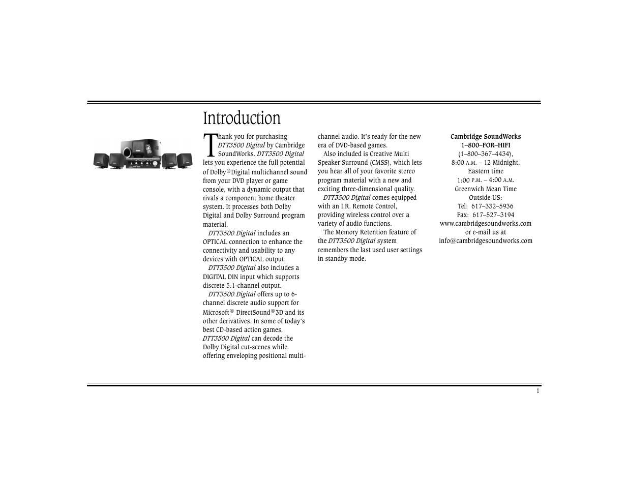 Introduction | CREATIVE Digital DTT 3500 User Manual | Page 5 / 26