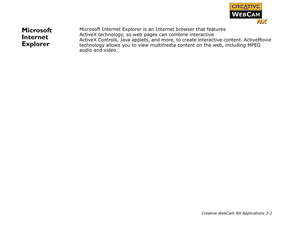 Microsoft internet explorer, Microsoft internet explorer -2 | CREATIVE Digital Video Camera Kit WebCam NX User Manual | Page 22 / 31