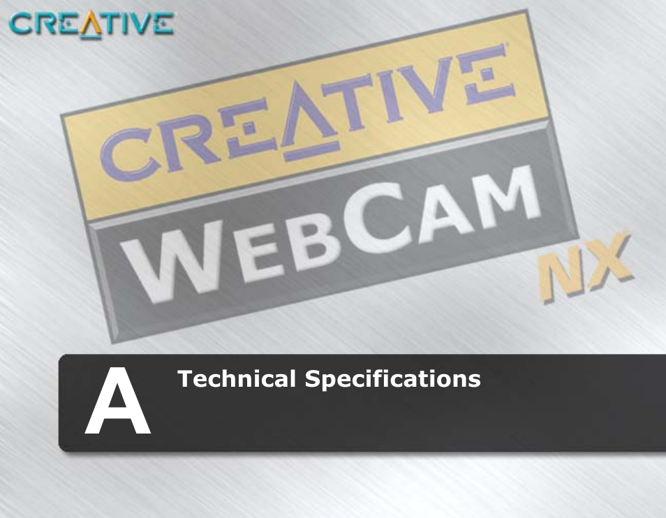 Technical specifications, A technical specifications | CREATIVE Digital Video Camera Kit WebCam NX User Manual | Page 23 / 31