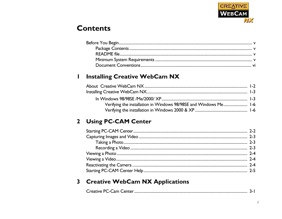 CREATIVE Digital Video Camera Kit WebCam NX User Manual | Page 4 / 31